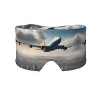 Masque cache-oreilles et yeux imprimé avion haute altitude - Bloque la lumière, réglable, idéal pour les voyages, la méditation et le yoga
