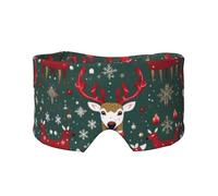 Masque cache-oreilles et yeux imprimé cerf de Noël - Bandeau de yoga réglable pour le voyage, garde au chaud et confortable