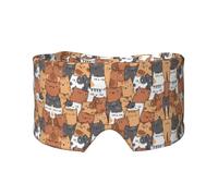 Masque cache-oreilles et yeux imprimé chats orange - Méditation et voyage - Respirant, réglable et couverture complète
