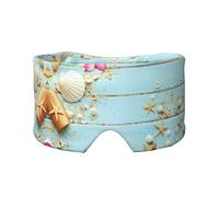 Masque cache-oreilles et yeux imprimé coquillages sur le thème de la plage - Doux et respirant, idéal pour les voyages, la méditation et une utilisation de nuit