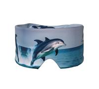 Masque cache-oreilles et yeux imprimé dauphin mignon - Bandeau réglable pour le yoga et les voyages, garde au chaud et confortable
