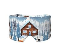 Masque cache-oreilles et yeux imprimé faon d'hiver - Bloque la lumière - Réglable, idéal pour les voyages, la méditation et le yoga