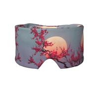 Masque cache-oreilles et yeux imprimé fleurs de cerisier et lune - Doux et respirant, idéal pour les voyages, la méditation et une utilisation de nuit