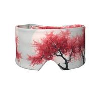 Masque cache-oreilles et yeux imprimé fleurs de cerisier et lune - Doux et respirant, idéal pour les voyages, la méditation et une utilisation de nuit