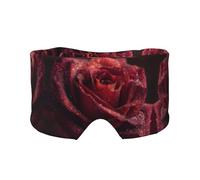 Masque cache-oreilles et yeux imprimé gouttes de rosée sur fond rose rouge - Doux et respirant, idéal pour les voyages, la méditation et une utilisation de nuit
