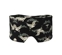 Masque cache-oreilles et yeux imprimé grue japonaise et pin - Bandeau réglable pour le yoga et les voyages, garde au chaud