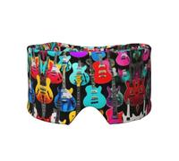 Masque cache-oreilles et yeux imprimé guitares colorées - Bandeau de yoga réglable pour le voyage, garde au chaud et confortable