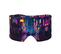 Masque cache-oreilles et yeux imprimé Neon City - Doux et respirant, idéal pour les voyages, la méditation et une utilisation de nuit