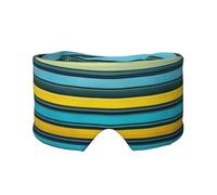 Masque cache-oreilles et yeux imprimé rayures jaunes et bleues - Bandeau de yoga réglable pour le voyage, garde au chaud et confortable
