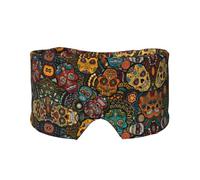 Masque cache-oreilles et yeux imprimé tête de mort - Doux et respirant, idéal pour les voyages, la méditation et l'utilisation de nuit