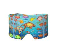 Masque cache-oreilles et yeux imprimé tortue et poisson - Méditation et voyage - Respirant, réglable et couverture complète