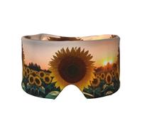 Masque cache-oreilles et yeux imprimé tournesol et coucher de soleil - Bandeau réglable pour le yoga et les voyages, garde au chaud