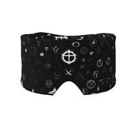Masque cache-oreilles et yeux imprimé univers noir et blanc - Bloque la lumière - Réglable - Idéal pour les voyages, la méditation et le yoga