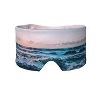 Masque cache-oreilles et yeux imprimé vagues de l'océan - Bandeau réglable pour le yoga et les voyages, garde au chaud et confortable