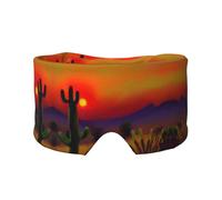 Masque cache-oreilles et yeux motif cactus coucher de soleil dans le désert - Bandeau de yoga réglable pour le voyage, garde au chaud et confortable