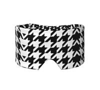 Masque cache-oreilles et yeux motif pied-de-poule noir - Bandeau réglable pour yoga, voyage, garde au chaud et confortable