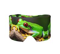 Masque cache-oreilles et yeux rouges avec imprimé grenouilles et arbres - Bandeau réglable pour le yoga et les voyages, garde au chaud et confortable