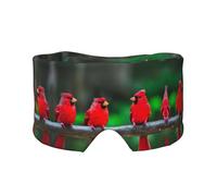 Masque cache-oreilles et yeux rouges avec imprimé oiseaux mignons - Bandeau réglable pour le yoga et les voyages, garde au chaud