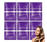 Masque capillaire 3D à l'acide hyaluronique et au collagène, masque capillaire pour cheveux gras, masq/ues capill/aires violets pour tous types de cheveux, après-shampoing portable. (6PCS)