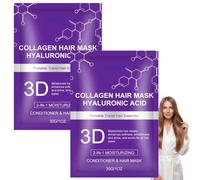Masque capillaire 3D à l'acide hyaluronique et au collagène, soin réparateur hydratant pour les pointes fourchues et les frisottis, après-shampoing profond à la kératine sans sulfate et à (2pcs)