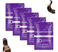 Masque Capillaire 3D Au Collagène, Après-shampoing Hydratant Et Nourrissant Au Collagène Et À L'acide Hyaluronique, Masque Réparateur En Profondeur Pour Cheveux Secs Et Crépus (5pcs)