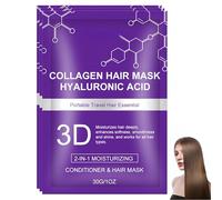 Masque capillaire 3D au collagène, soin profond à l'acide hyaluronique, répare, nourrit et lisse les cheveux secs, crépus et fourchus, adapté à tous types de cheveux (3 Pièce)