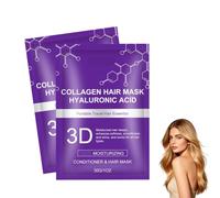Masque capillaire 3D l'acide hyaluronique au collagène, Masque revitalisant hydratant réparateur pour cheveux frisés, Pâte soin pour cheveux secs abîmés, Masques revitalisants brillance soyeuse (2PCS)