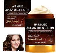 Masque capillaire à l’huile d’argan et à la biotine pour cheveux secs et abîmés, réparation hydratante, masque revitalisant au jojoba, masque nourrissant anti-frisottis pour brillance douce (1pcs)
