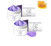 Masque capillaire à la kératine Detroitrain Purple, après-shampooing hydratant fixateur de couleur, soin profond pour brillance et douceur, réparation des cheveux secs et abîmés. (2PCS)