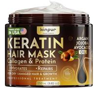 Masque capillaire à la kératine pour cheveux secs, abîmés ou longs - Masque revitalisant profond avec protéines, noix de coco, jojoba et huile d'avocat - Traitement au collagène pour la croissance et