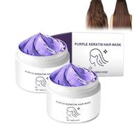Masque capillaire à la kératine violette, traitement tonifiant et anti-frisottis, revitalisant hydratant réparateur de cheveux, ajoute de la brillance, pour tous les types de cheveux (2 PCS)