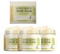 Masque capillaire au collagène, soin réparateur en profondeur pour cheveux secs et abîmés, hydrate, lisse et nourrit, apporte de la brillance et laisse vos cheveux plus doux. (3pcs)