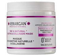 Kerargan - Masque Capillaire Volumisant à la Biotine & Collagène - Pour Cheveux Plats, Fins, Ternes - Volume et Brillance Intensifiés - Sans Sulfate, OGM, Huile Minérale - 500ml