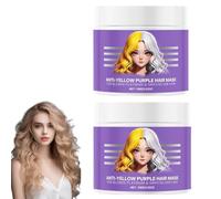 Masque capillaire violet anti-jaunissement, après-shampoing hydratant violet, élimine les reflets jaunes et revitalise les cheveux secs et abîmés, pour cheveux blonds et argentés. (2 pièce)