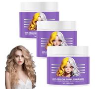 Masque capillaire violet anti-jaunissement, après-shampoing hydratant violet, élimine les reflets jaunes et revitalise les cheveux secs et abîmés, pour cheveux blonds et argentés. (3 pièce)