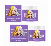 Masque capillaire violet anti-jaunissement, déjaunissant et revitalisant, après-shampoing sec, sans cruauté et végan, pour cheveux blonds platine et gris/argentés (2PCS)