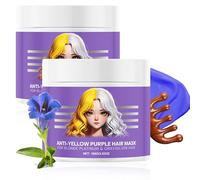 Masque Capillaire Violet Anti-jaunissement, Ultra Pigmenté, Anti-jaunissement, Pour Cheveux Blonds Et Argentés, Hydratant Et Réparateur Pour Cheveux Secs, Brillance Et Santé. (2 pièces)