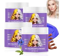 Masque Capillaire Violet Anti-jaunissement, Ultra Pigmenté, Anti-jaunissement, Pour Cheveux Blonds Et Argentés, Hydratant Et Réparateur Pour Cheveux Secs, Brillance Et Santé. (4 pièces)