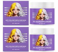 Masque capillaire violet anti-sang-jaune, conditionneur hydratant violet, retirer les tons jaunes et l'état des cheveux secs et endommagés, les cheveux blonds platine et gris/argent (2Pcs)
