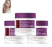Masque capillaire violet Maca Essence, masque capillaire violet Maca, masque capillaire au collagène, après-shampooing hydratant violet neutralise les tons laiton et jaune (3pcs)