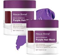 Masque capillaire violet Maca Essence, masque capillaire violet Maca, masque capillaire au collagène, après-shampooing hydratant violet neutralise les tons laiton et jaune (2pcs)