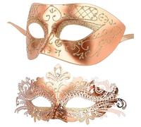 Masque Carnaval, Masque Venitien pour Couple et Bal Masqué pour Femme (Or rose)