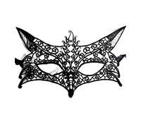 Masque chatte vénitien noir macramé femme carnaval Halloween déguisement élégant accessoire costume fête
