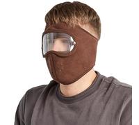 Masque chaud respirant pour le ski, masque de ski en polaire avec lunettes HD U8T9 pour cyclisme, marron