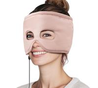 Masque chauffant pour soulager la pression sinusale, la migraine et les maux de tête - Coussin chauffant avec câble USB avec 3 réglages de température et arrêt automatique de 30 minutes, rose