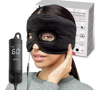 Masque chauffant pour soulager les sinus avec 3 réglages de chaleur et 5 minuteries, coussin chauffant alimenté par USB pour les yeux, hormones, soulagement des maux de tête, arrêt automatique (noir)