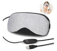 Masque chauffant yeux soie USB, réutilisable, contrôle temp/minuterie, dormir/soulager yeux gonflés/secs/blépharite, gris YYV