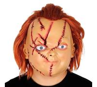 Masque Chucky pour adultes et enfants - Tête complète effrayante - Masque d'Halloween réaliste - Tue - Accessoires de costume de cosplay