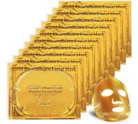 Masque Collagene, 10 Pièces Masque Collagene Visage, 24 K Gold Bio Mask Collagen - Masque Anti-Rides au Collagène Profond pour Tous Types de Peau, Réduction des Pores, Amélioration de l'Élasticité