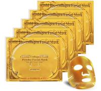 Masque Collagene, 5 Pièces Masque Collagene Visage, 24 K Gold Bio Mask Collagen - Masque Anti-Rides au Collagène Profond pour Tous Types de Peau, Réduction des Pores, Amélioration de l'Élasticité